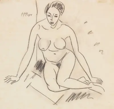 Seated female nude, Hermann Max Pechstein