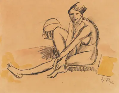Seated Female Nude, Hermann Max Pechstein