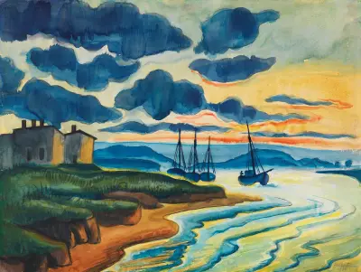 Sonnenuntergang (Lebastrom), Hermann Max Pechstein