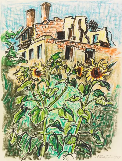 Solrosor i trädgården av Hermann Max Pechstein