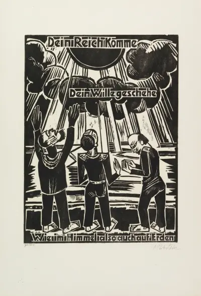 Thy kingdom come Thy will be done on earth as it is in heaven (Dein Reich komme Dein Wille geschehe Wie im Himmel also auch auf Erden), Hermann Max Pechstein