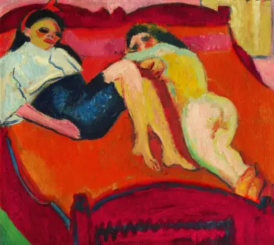 Two reclining girls, Hermann Max Pechstein