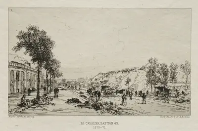 Künstlerische Erinnerungen an die Belagerung von Paris; Le Cavalie (Bastion 63) von Maxime Lalanne