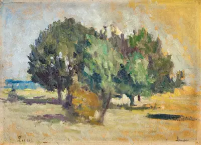Träd i ett landskap av Maximilien Luce