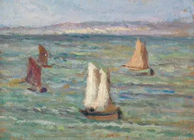 Båtar i närheten av Honfleur av Maximilien Luce