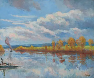 Seinens stränder vid Guernes av Maximilien Luce