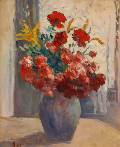 Blombukett i en vas av Maximilien Luce