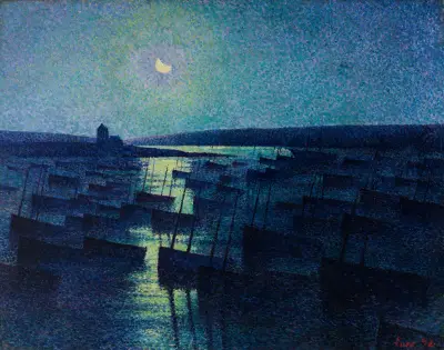 Camaret, Moonlight and Fishing Boats av Maximilien Luce