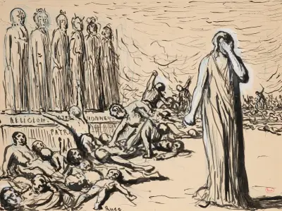 Dessin de presse pour ‘La Bataille syndicaliste’ av Maximilien Luce