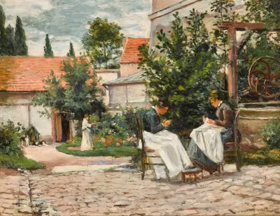 Gisors, la couture au jardin av Maximilien Luce