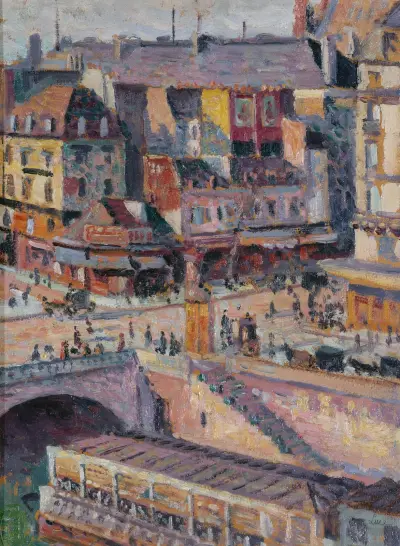 Le pont Saint-Michel et le quai des Orfèvres av Maximilien Luce