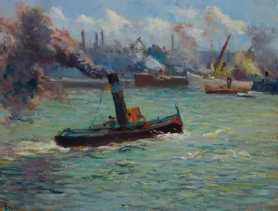 Hamnen i Rouen av Maximilien Luce