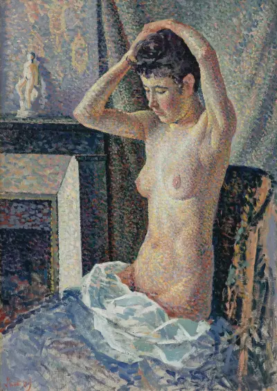 Naken kvinna som kammar sig av Maximilien Luce