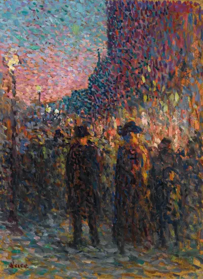 Paris, Les Boulevards, La Nuit av Maximilien Luce