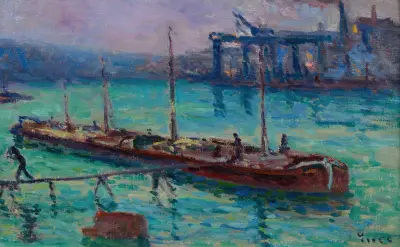 Kahn am Ufer der Seine von Maximilien Luce