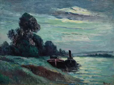 Pråmar på Seine av Maximilien Luce
