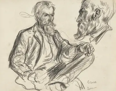 Porträtt av Cross (två huvudstudier) av Maximilien Luce