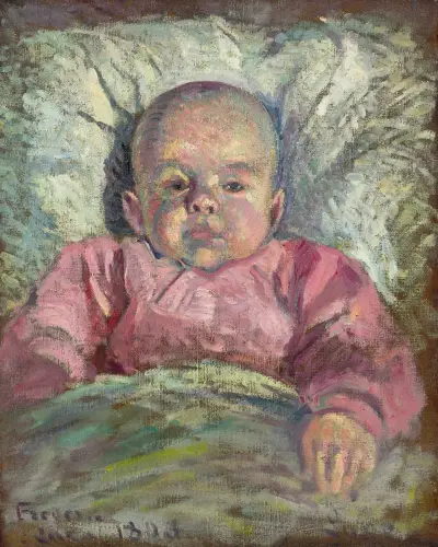 Porträtt av Frédéric Luce som bebis av Maximilien Luce