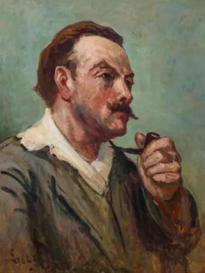 Porträtt av Roger med pipa av Maximilien Luce