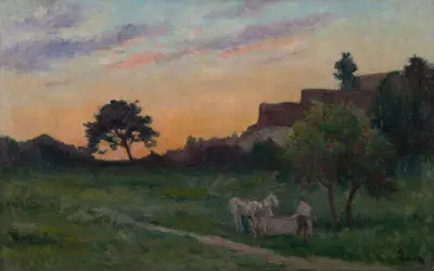 Rolleboise, skymning av Maximilien Luce