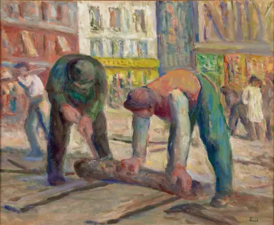 Straßenarbeiten, die Zimmerleute von Maximilien Luce