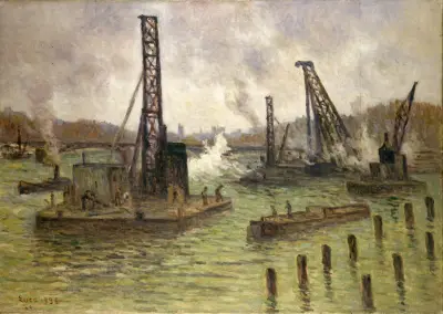 Travaux sur la Seine, au pont des Saints-Pères av Maximilien Luce