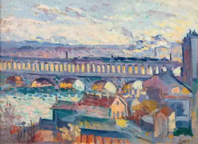 Utsikt mot Auteuil-viadukten av Maximilien Luce