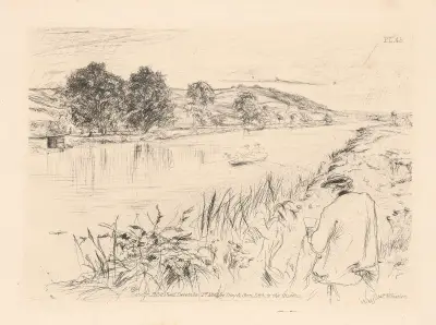A river scene av James Abbott McNeill Whistler