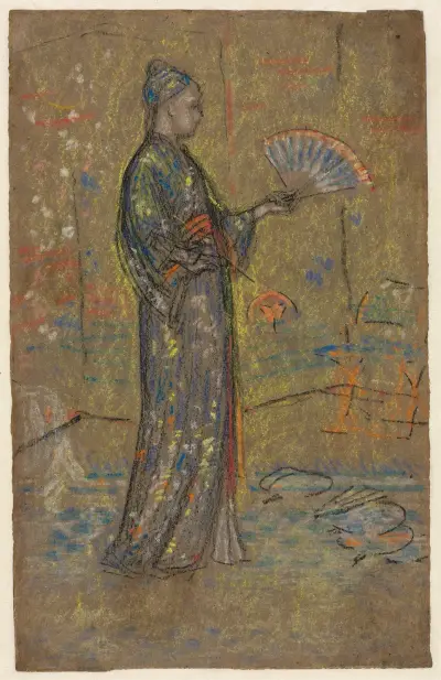 Japanese Woman Painting a Fan av James Abbott McNeill Whistler