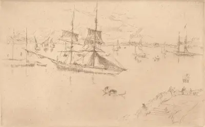 Lagoon; Noon av James Abbott McNeill Whistler