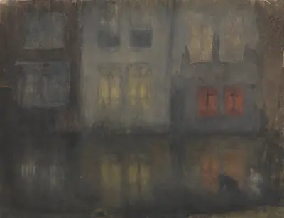 Nocturne: Black and Red—Back Canal, Holland av James Abbott McNeill Whistler