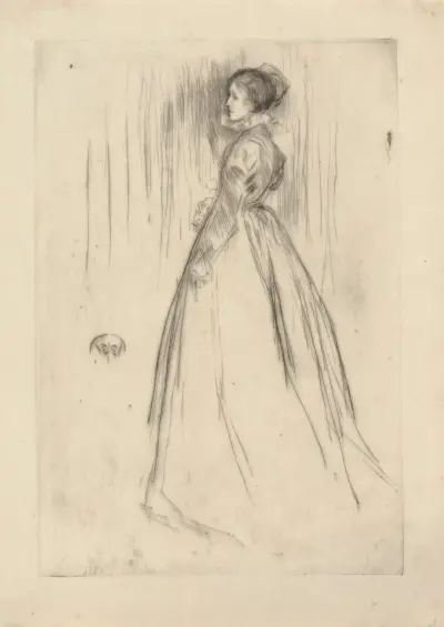 The Velvet Dress (Mrs. Leyland) av James Abbott McNeill Whistler