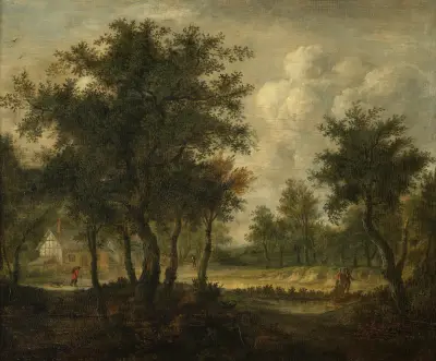 Landscape with figures av Meindert Hobbema