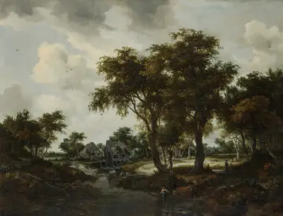 The Water Mill (The Trevor Landscape) av Meindert Hobbema