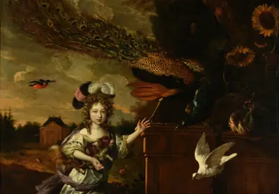 Fillette aux paons av Melchior d'Hondecoeter