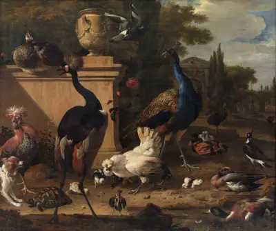Hen Run at a Manor av Melchior d'Hondecoeter