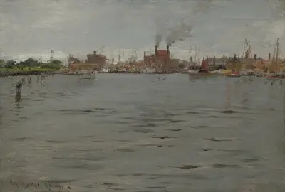 Hafenszene, Brooklyner Docks von William Merritt Chase