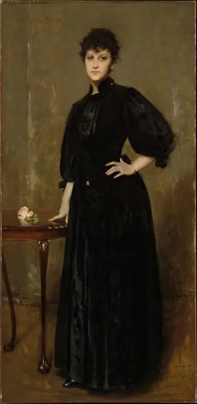 Dam i svart av William Merritt Chase