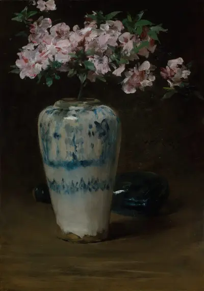 Rosa azalea, kinesisk vas av William Merritt Chase