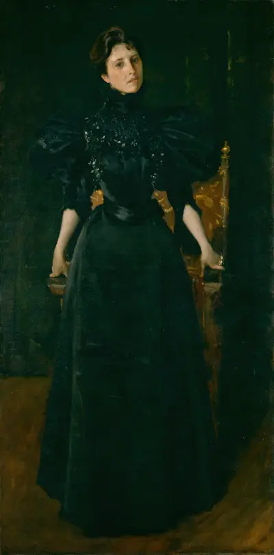 Porträt einer Dame in Schwarz von William Merritt Chase