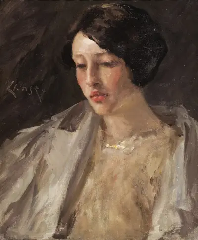 Porträtt av Esther M. Groome av William Merritt Chase