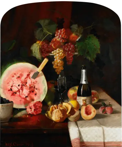 Stilleben med vattenmelon av William Merritt Chase