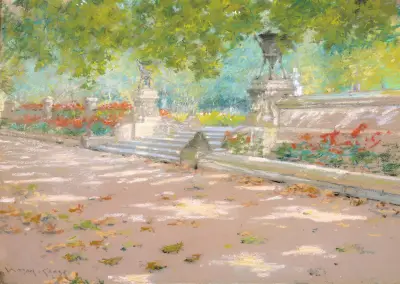Terrass, Prospect Park av William Merritt Chase