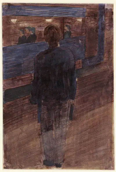 Jüngling vor Strassenbahn av Otto Meyer-Amden