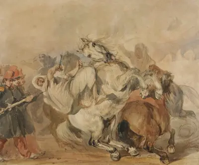 French fighting the Arabs av Piotr Michałowski