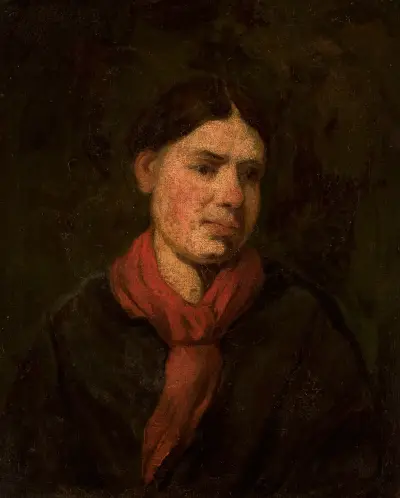 Girl in a red scarf av Piotr Michałowski