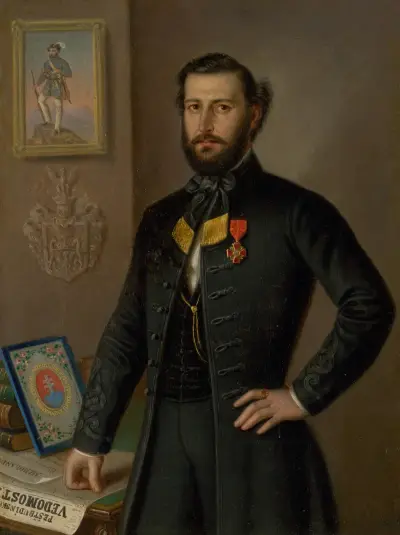 A study painting for the Portrait of Ján Francisci as Count of the Liptov County av Peter Michal Bohúň