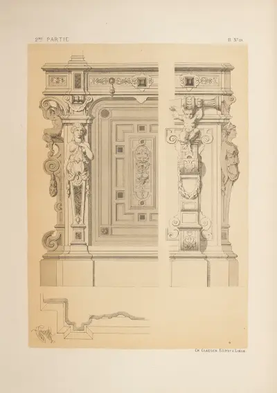 Partie inférieure d’un meublé; genre Henri II av Michel Liénard