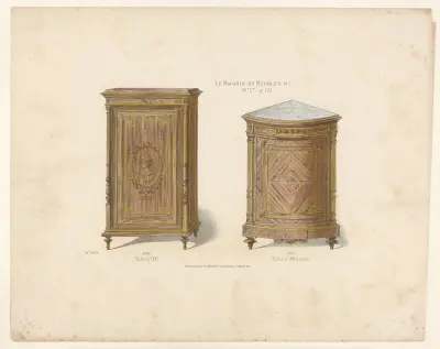 Louis XVI-skåp; Hörnskåp i Louis XVI-stil av Victor Léon Michel Quétin