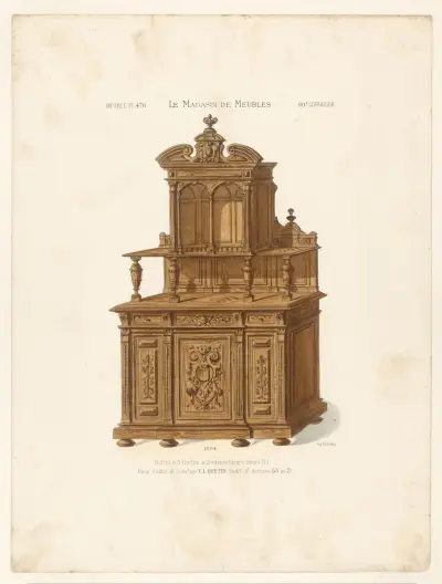 Buffet med tre dörrar och skänk (Henri II-stil) av Victor Léon Michel Quétin